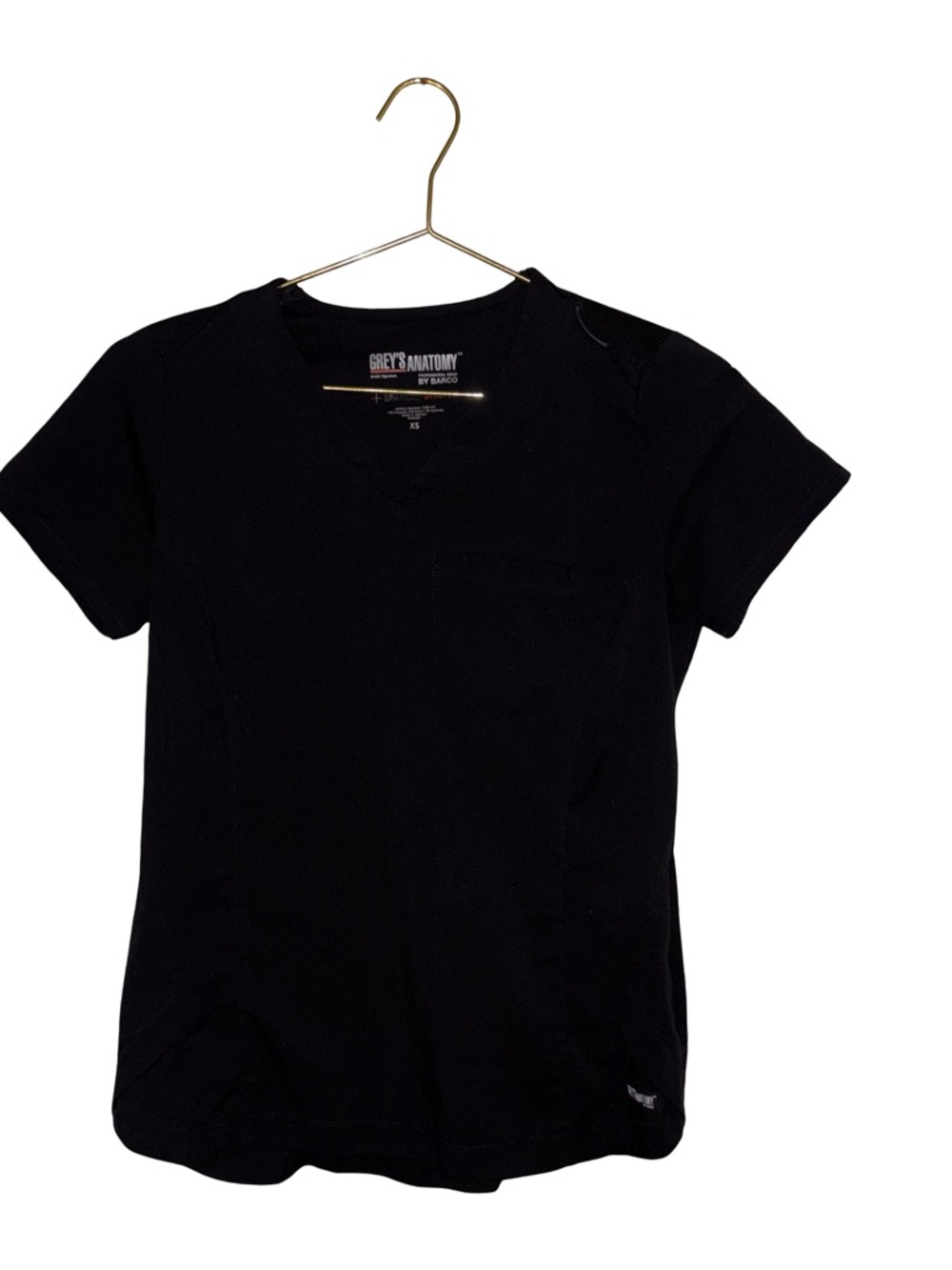 Grey's Anatomy Black V-Neck Scrub Top Size Xs P2p 17”